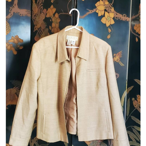 Size 18 100% wool Zip Front Lined Coat Jacket Blazer Neutral Tan and Brown Color - Picture 1 of 4